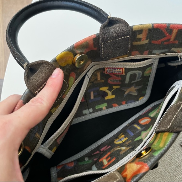 Dooney & Bourke Vintage Rainbow Doodle Black Tassle Tote - Picture 9 of 12